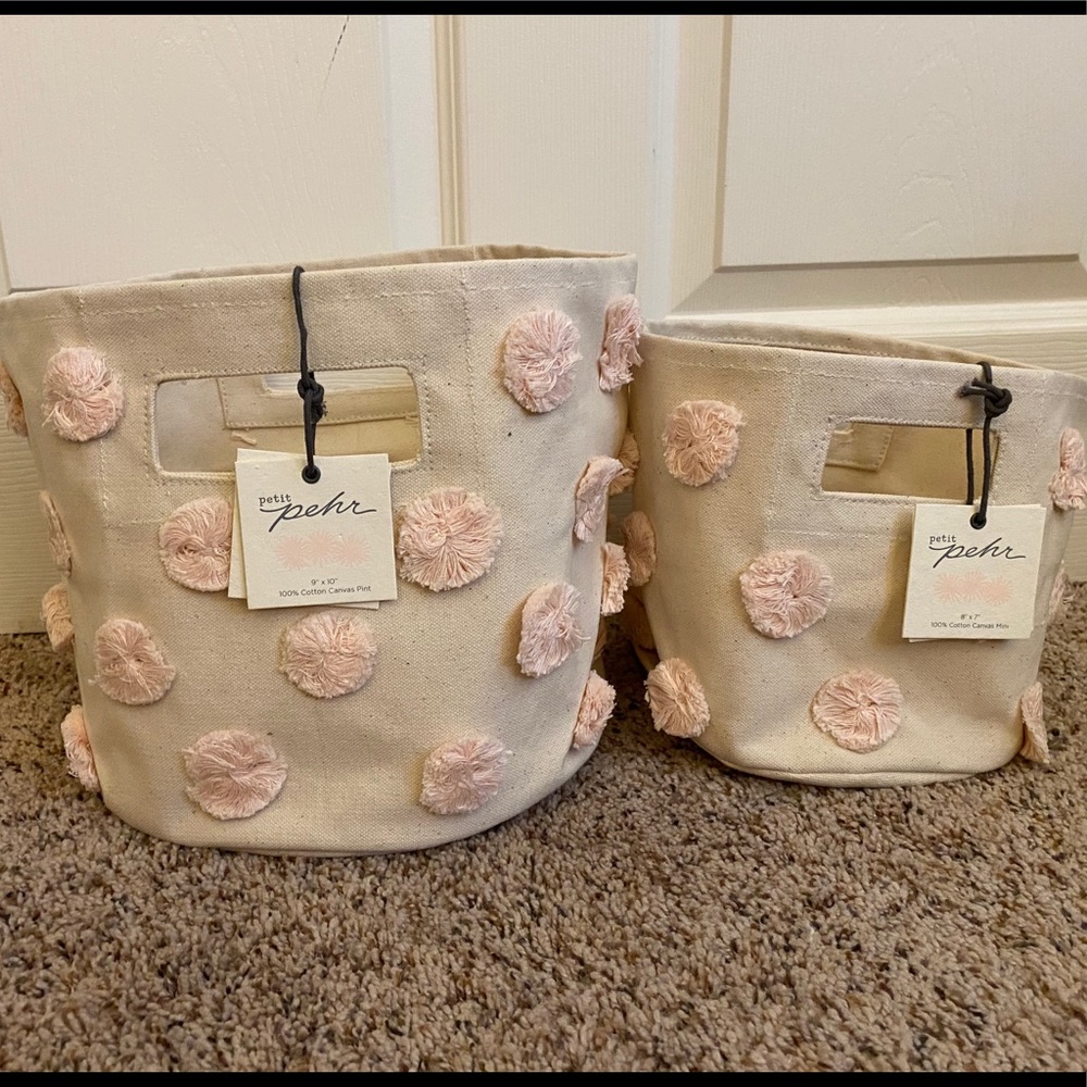 Set of 2 petit pehr canvas storage bins in blush